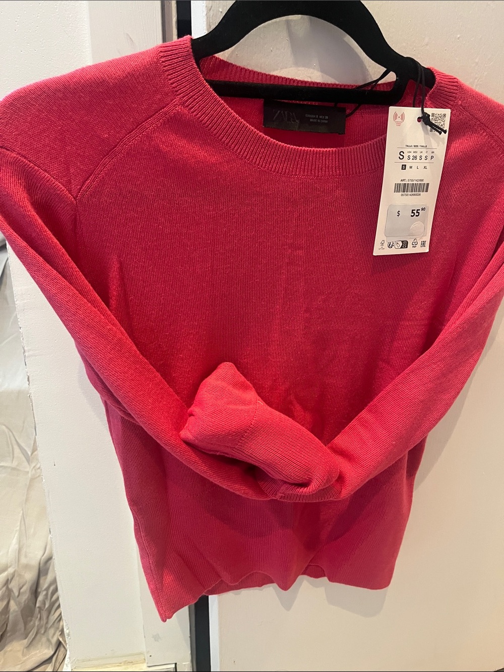 Zara Bright Pink Crewneck Sweater